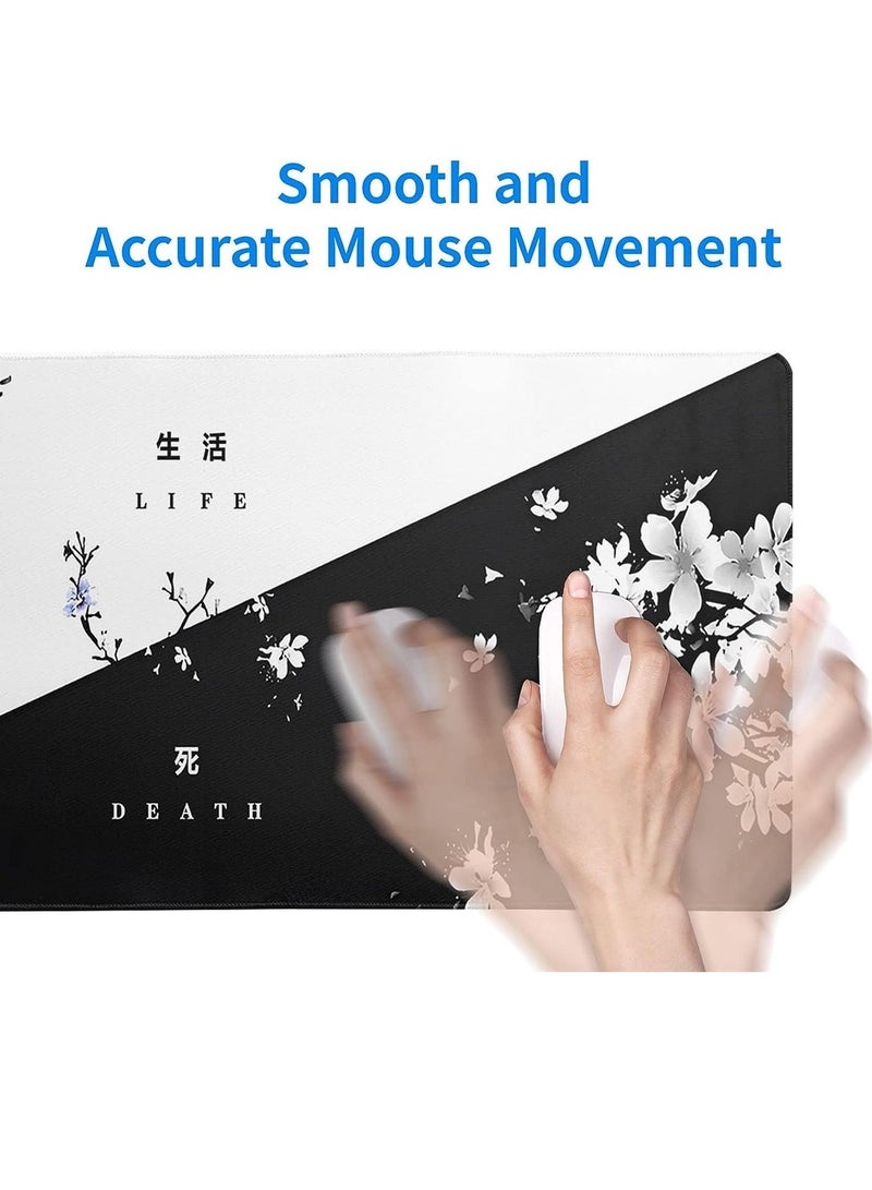 لوحة ماوس ألعاب يابانية باللونين الأبيض والأسود بقاعدة مضادة للانزلاق مقاس XL – إصدار السرعة | 80 × 30 سم - Image 3